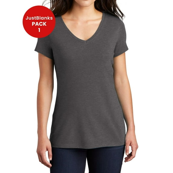 JustBlanks Women Perfect Tri Shoulder to shoulder taping 4.5 ounce V Neck T Shirt