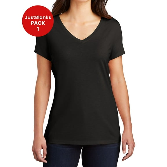JustBlanks Women Perfect Tri Shoulder to shoulder taping 4.5 ounce V Neck T Shirt