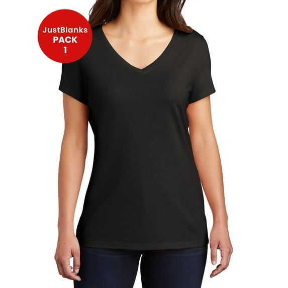 JustBlanks Women Perfect Tri Shoulder to shoulder taping 4.5 ounce V Neck T Shirt