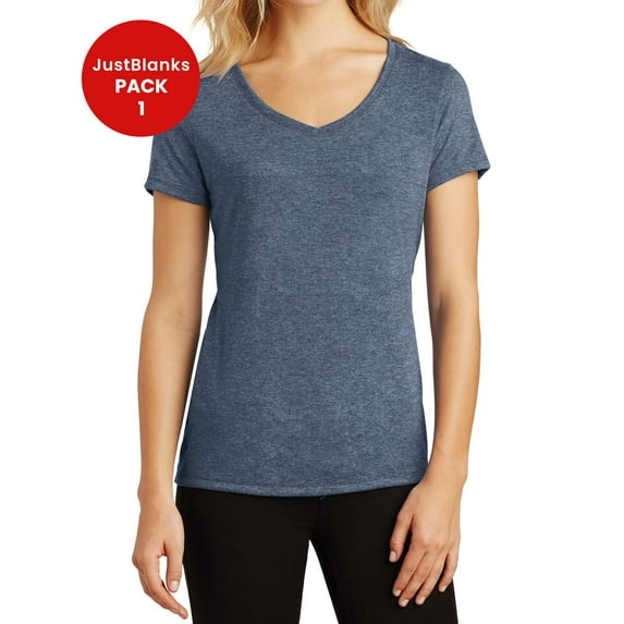 JustBlanks Women Perfect Tri Shoulder to shoulder taping 4.5 ounce V Neck T Shirt