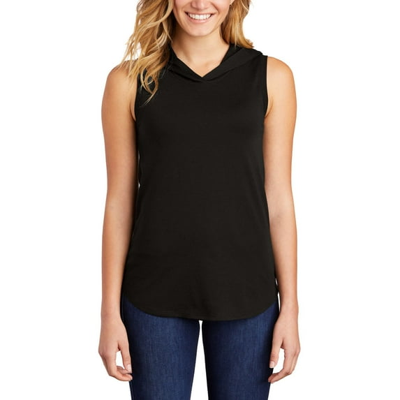 JustBlanks Women's Perfect Tri Sleeveless Hoodie, Black, L