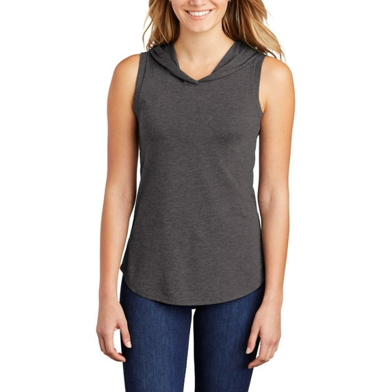 JustBlanks Women's Perfect Tri Sleeveless Hoodie, Heathered Charcoal, XXL