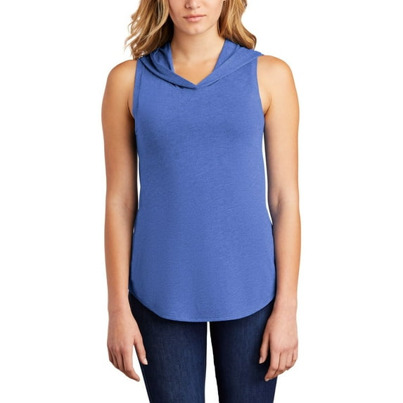 JustBlanks Women's Perfect Tri Sleeveless Hoodie, Royal Frost, M