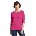 thumbnail image 1 of JustBlanks Women's Perfect Weight 3/4-Sleeve Tee, Dark Fuchsia, XL, 1 of 1