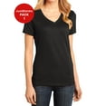 thumbnail image 1 of JustBlanks Women Perfect Weight Shoulder to shoulder taping 1x1 rib knit neck V Neck T Shirt, 1 of 1