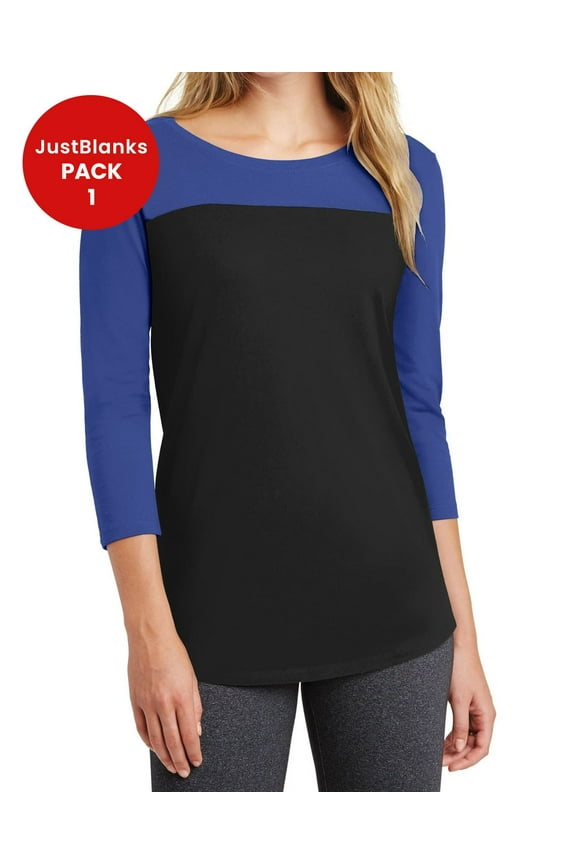 Womens 3 4 Sleeve Color Block Baseball T Shirt