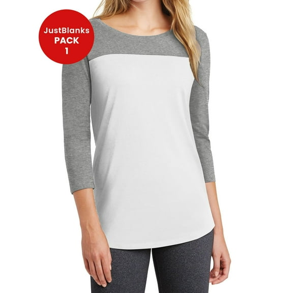 JustBlanks Womens 3 4 Sleeve Color Block Baseball T Shirt