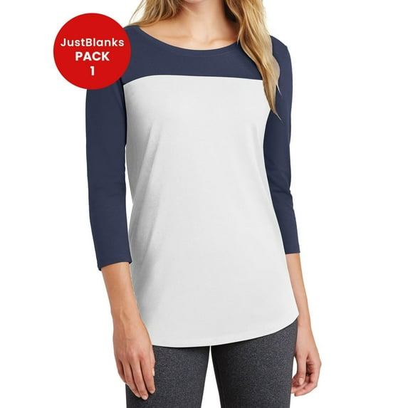 JustBlanks Womens 3 4 Sleeve Color Block Baseball T Shirt