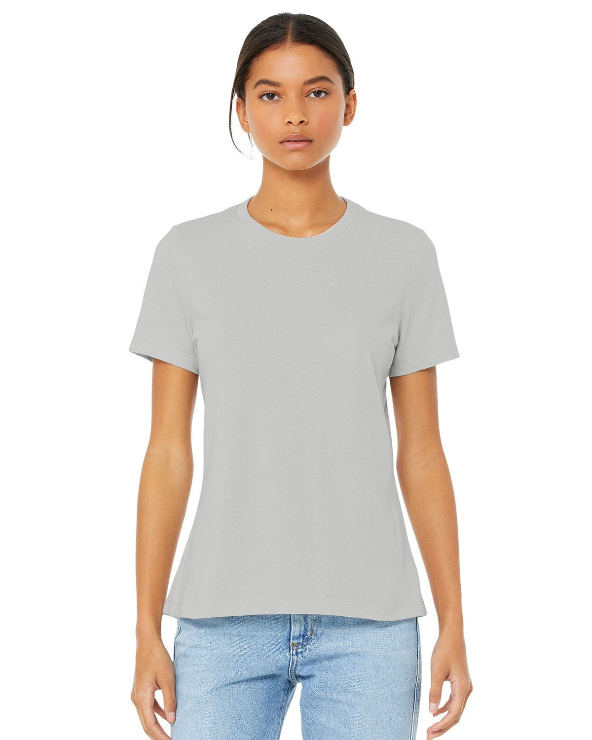 JustBlanks Women’s Relaxed Fit Heather CVC Tee, HEATHER SILVER, M ...
