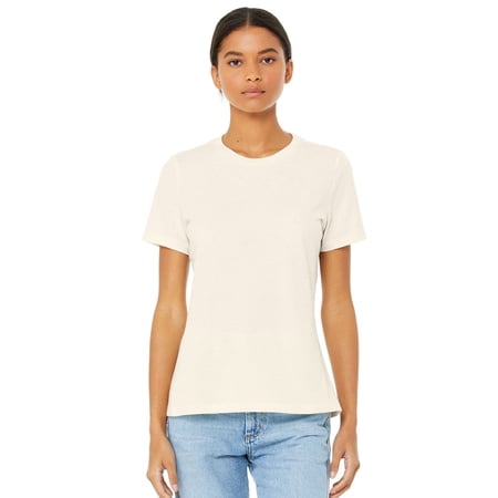 JustBlanks Women’s Relaxed Fit Heather CVC Tee, HEATHER NATURAL, S
