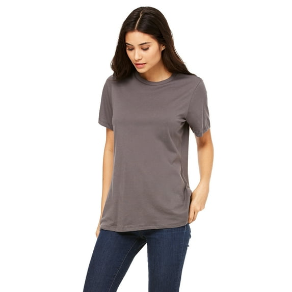 JustBlanks Women’s Relaxed Jersey Tee Pre Shrunk Relaxed Fit Side Seams, ASPHALT, XL