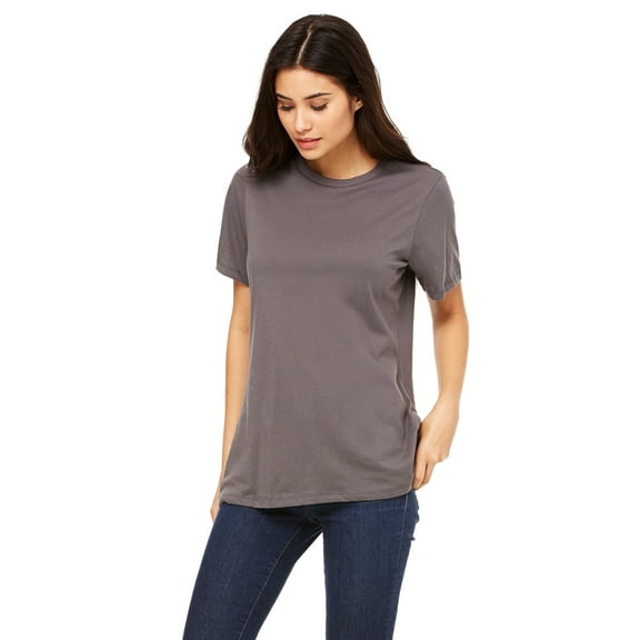 JustBlanks Women’s Relaxed Jersey Tee Pre Shrunk Relaxed Fit Side Seams, ASPHALT, XL