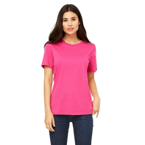 JustBlanks Women’s Relaxed Jersey Tee Pre Shrunk Relaxed Fit Side Seams, Berry, 2XL