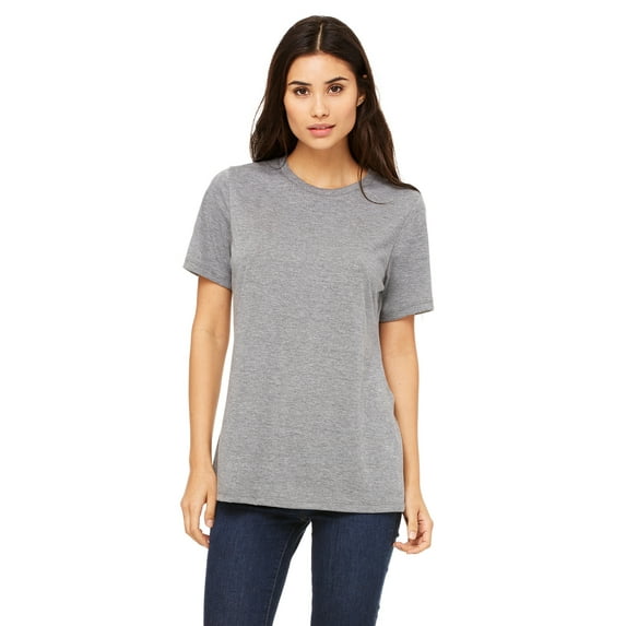 JustBlanks Women’s Relaxed Jersey Tee Pre Shrunk Relaxed Fit Side Seams, Deep Heather, S