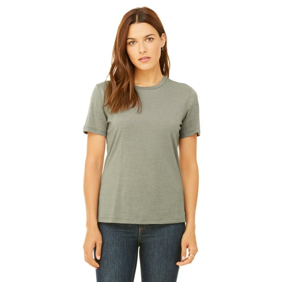 JustBlanks Women’s Relaxed Jersey Tee Pre Shrunk Relaxed Fit Side Seams, HEATHER STONE, M