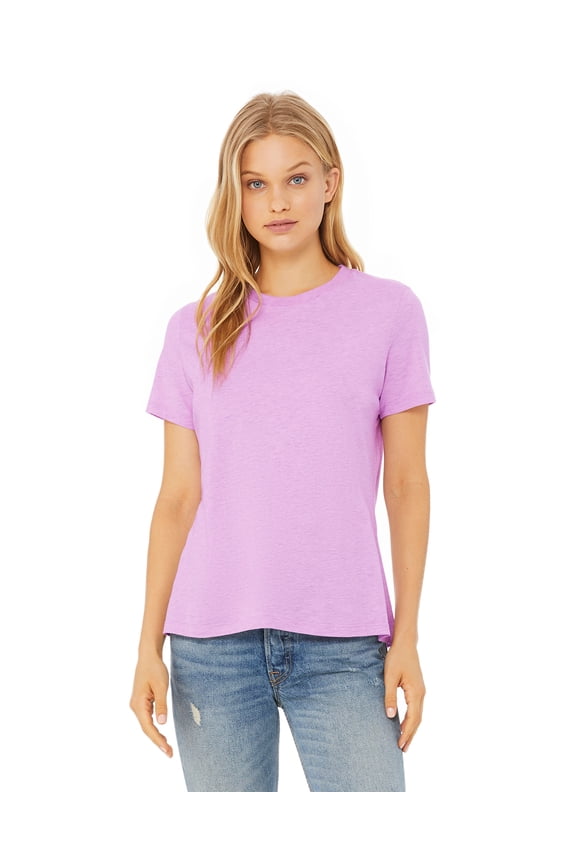 Women’s Relaxed Jersey Tee Pre Shrunk Relaxed Fit Side Seams, HTHR PRISM LILAC, 2XL
