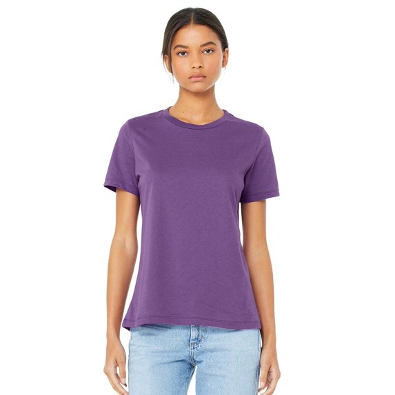 JustBlanks Women’s Relaxed Jersey Tee Pre Shrunk Relaxed Fit Side Seams, ROYAL PURPLE, M
