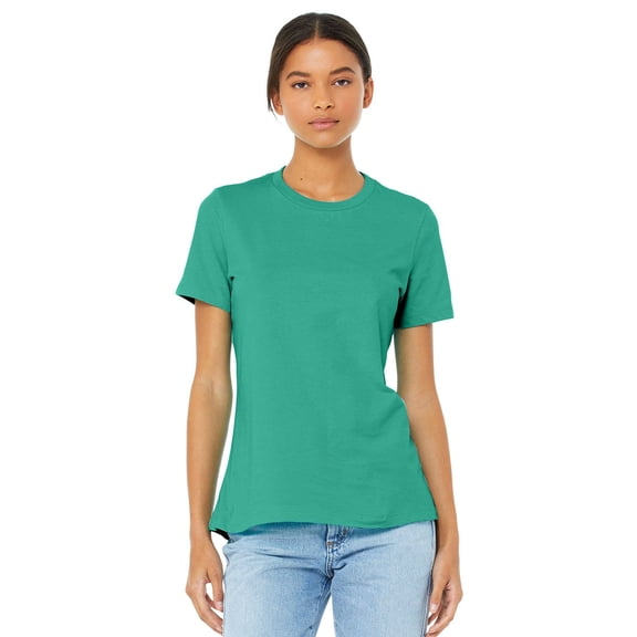 JustBlanks Women’s Relaxed Jersey Tee Pre Shrunk Relaxed Fit Side Seams, TEAL, L