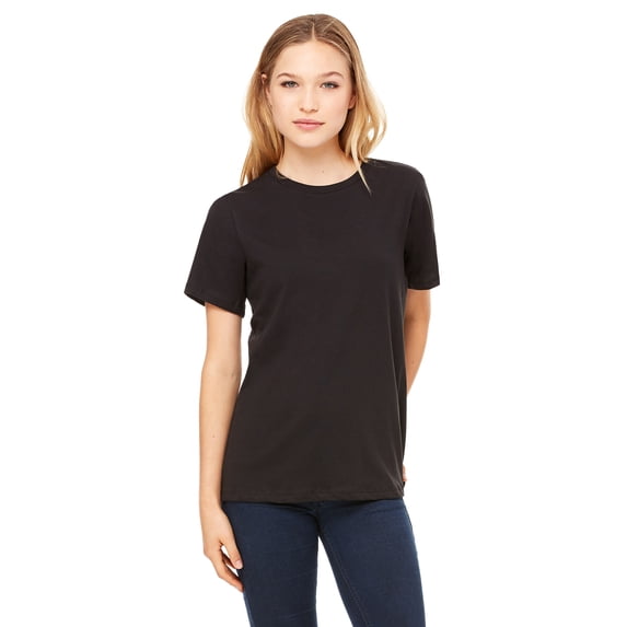 JustBlanks Women’s Relaxed Jersey Tee Pre Shrunk Relaxed Fit Side Seams, Vintage Black, L