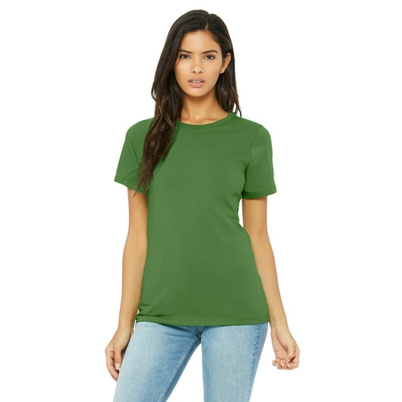 JustBlanks Women’s Relaxed Jersey Tee Pre Shrunk Relaxed Fit Side Seams, Leaf, 2XL