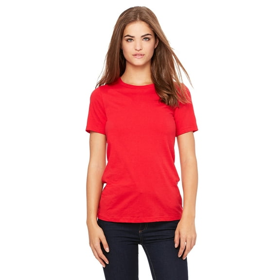 JustBlanks Women’s Relaxed Jersey Tee Pre Shrunk Relaxed Fit Side Seams, RED, 3XL
