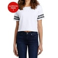 thumbnail image 1 of JustBlanks Womens Retro Scorecard Crop T Shirt Distressed Stripes Soft Blend Casual Vintage Fit, 1 of 1