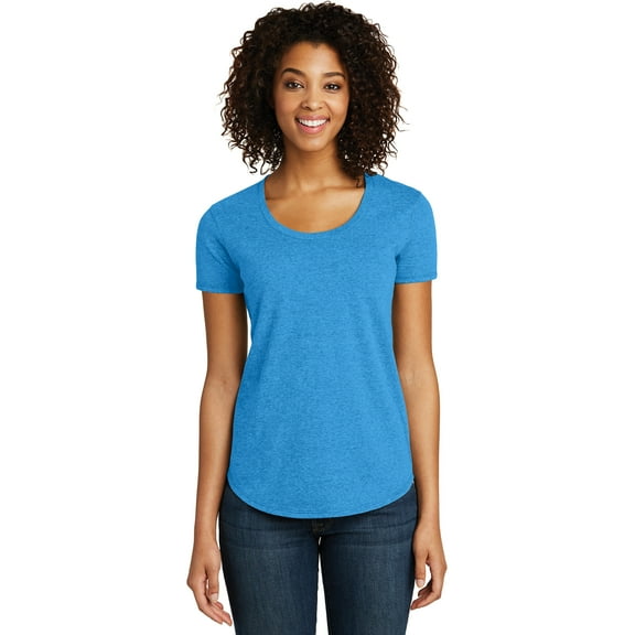 JustBlanks Womens Fitted Scoop Neck T Shirt Soft Cotton Blend Slim Fit Stylish Curved Hem