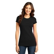 JustBlanks Women’s Short Sleeve Fitted Very Important Tee 4.3-ounce, 100% Combed Ring Spun Cotton Crew Neck T-Shirt for Women - Black - Medium