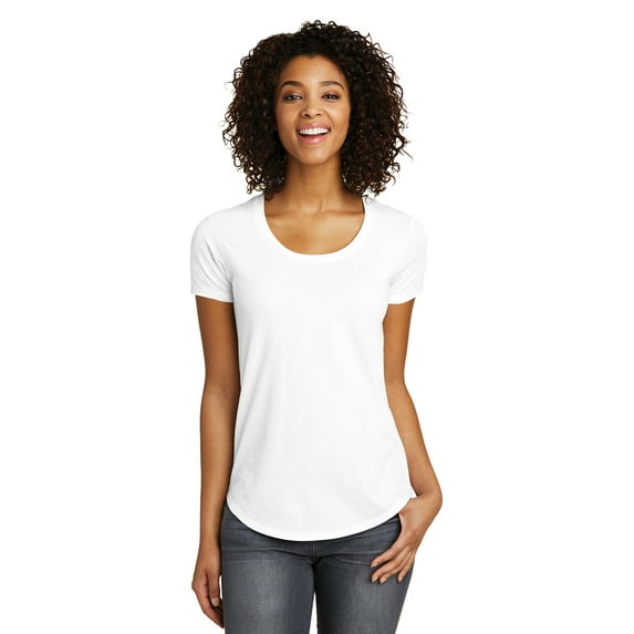 JustBlanks Womens Fitted Scoop Neck T Shirt Soft Cotton Blend Slim Fit Stylish Curved Hem