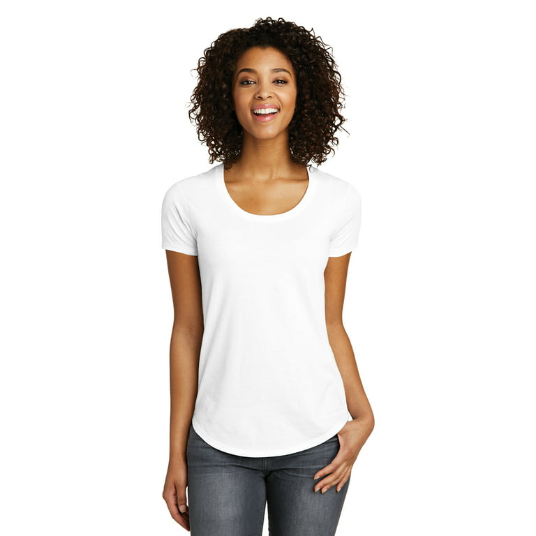 JustBlanks Women's Short Sleeve Fitted Very Important Tee 4.3-ounce, 100%  Cotton Form Fitting Scoop Neck T-Shirt for women - White - X-Small 