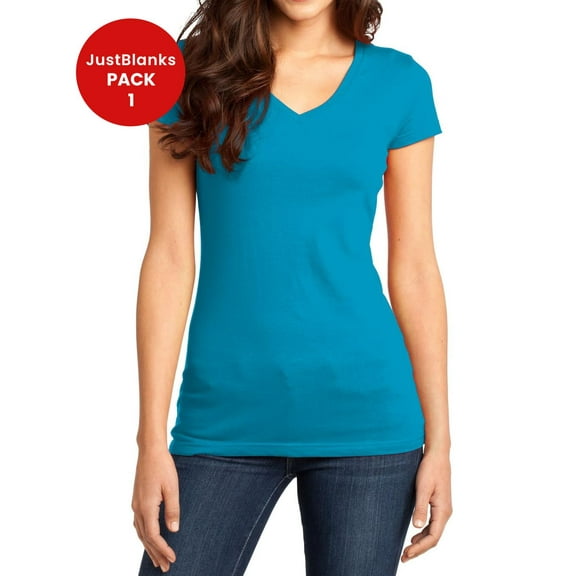 JustBlanks Juniors Very Important V Neck T Shirt 100 Ring Spun Combed Cotton 4.3 oz. Weight
