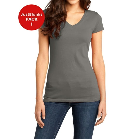 JustBlanks Juniors Very Important V Neck T Shirt 100 Ring Spun Combed Cotton 4.3 oz. Weight