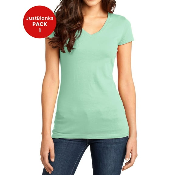 JustBlanks Juniors Very Important V Neck T Shirt 100 Ring Spun Combed Cotton 4.3 oz. Weight