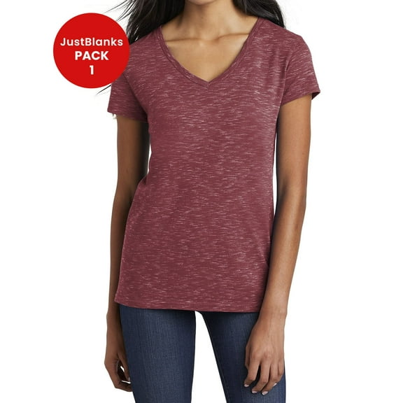 JustBlanks Womens Soft Lightweight V Neck Relaxed Fit Breathable Cotton Blend T Shirt