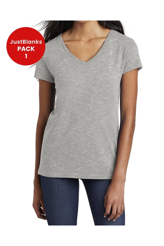 Womens Soft Lightweight V Neck Relaxed Fit Breathable Cotton Blend T Shirt