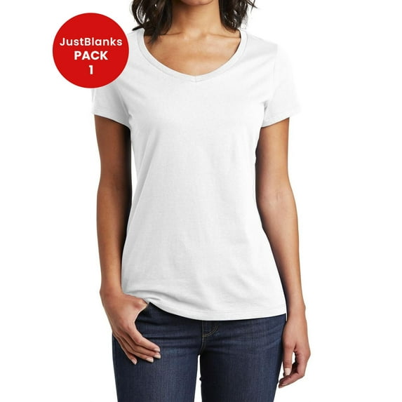 JustBlanks Womens Slim Fit V Neck Soft Cotton Comfortable Lightweight Casual T Shirt