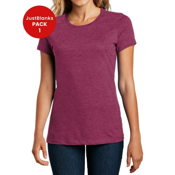 JustBlanks Ladies Perfect Weight 32 singles Shoulder to shoulder taping Crew Neck T Shirt