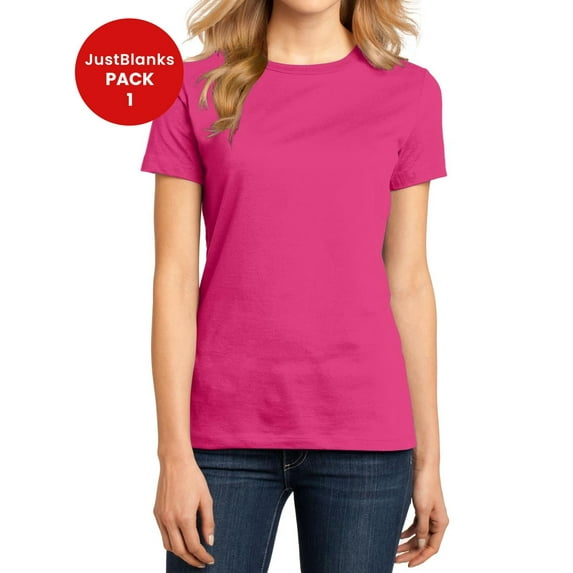JustBlanks Ladies Perfect Weight 32 singles Shoulder to shoulder taping Crew Neck T Shirt