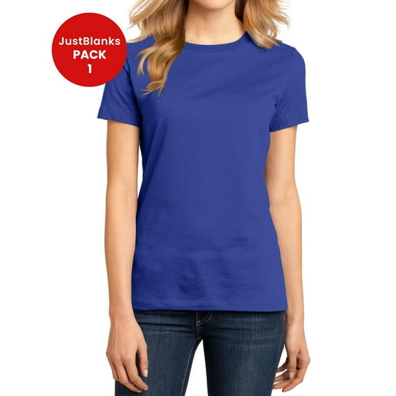 JustBlanks Ladies Perfect Weight 32 singles Shoulder to shoulder taping Crew Neck T Shirt