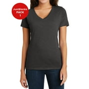 JustBlanks Ladies Super Slub V Neck 100 Ring Spun Combed Cotton T Shirt