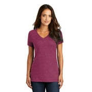 JustBlanks Womenâ€™s Short Sleeves Tee The Perfect Weight Polished Looks T-Shirt 100% Combed Cotton V-Neck Tee Shirt for Women - Heathered Loganberry - X-Large