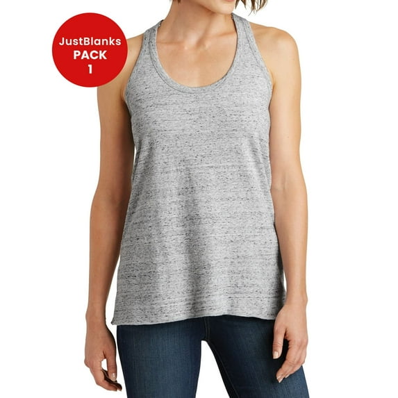 JustBlanks Women's Cosmic Twist Back Tank Binding at neck and armholes Serge stitch Twist back detail Raw edge hem