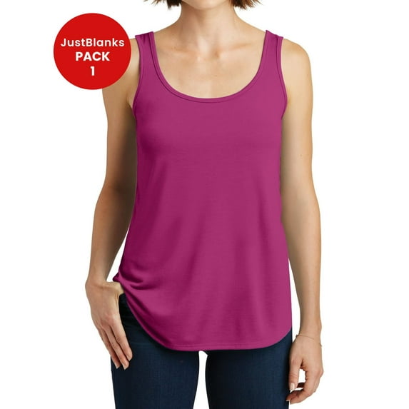 JustBlanks Ladies Drapey Binding at neck and armholes Curved split hem Tank Top