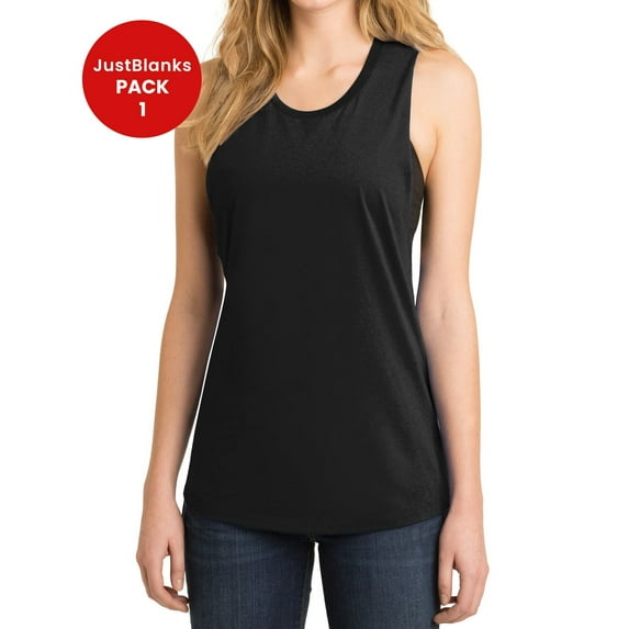 JustBlanks Women’s Sleeveless Fitted V.I.T Festival Tank Top 4.3-ounce, 100% Cotton Curved hem Scoop Neck Tank Top for Women - Black - 4X-Large