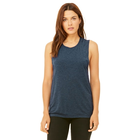 JustBlanks Women Flowy Scoop Muscle Tank 65 35 Polyester Viscose Relaxed Drapey Fit Low Cut Armholes Curved Bottom Hem