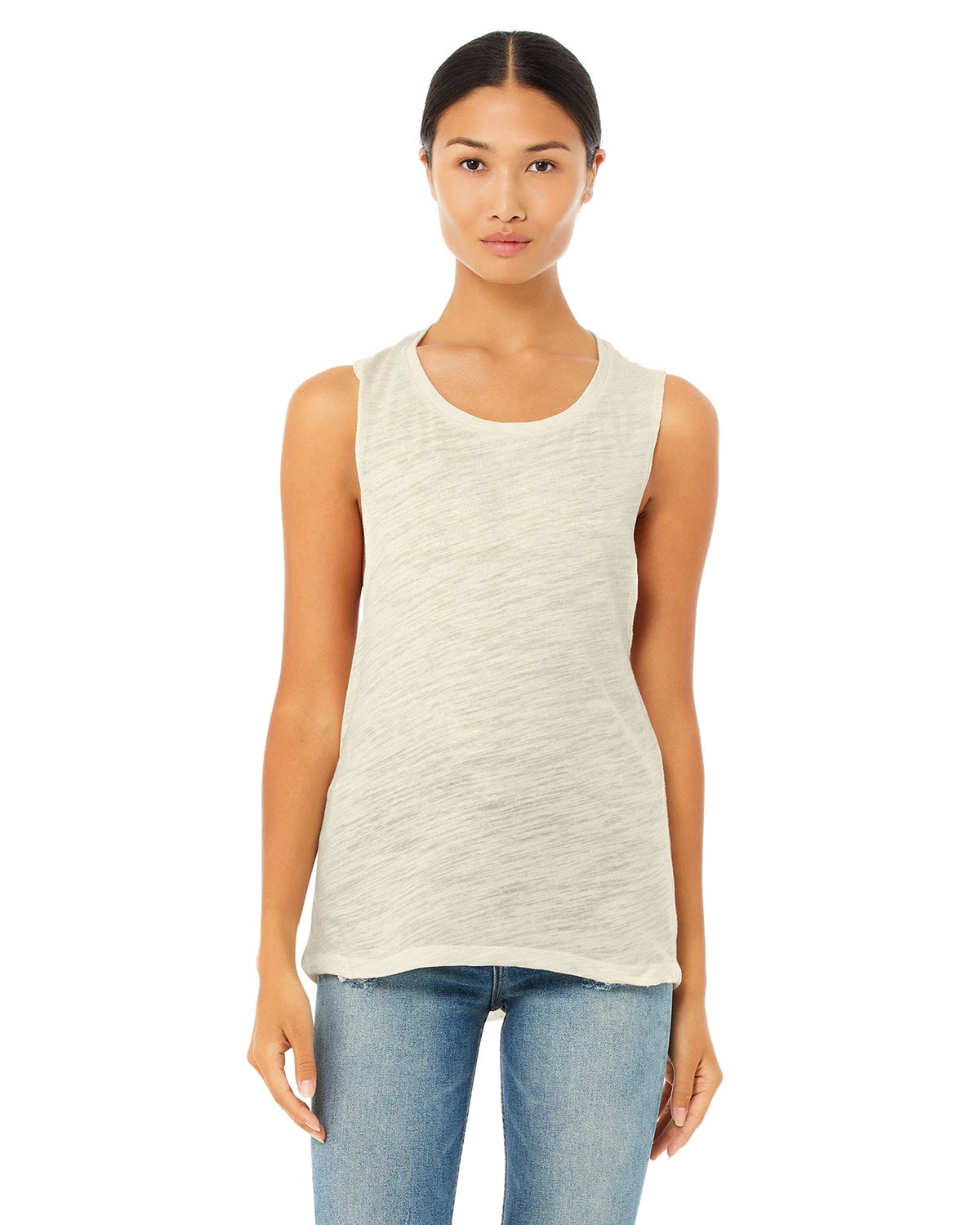Women's Loose Fit Sleeveless Vest Top - Front Pocket Workwear Tank With Elastic Hem