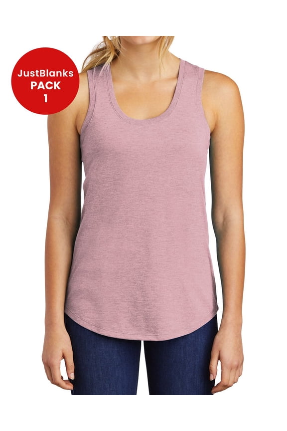 Women’s Sleeveless Perfect Tri Racerback Tank Top Back Neck Tape Poly-Cotton Shirt Scoop Neck Tank Top for Women - Heathered Lavender - 4X-Large
