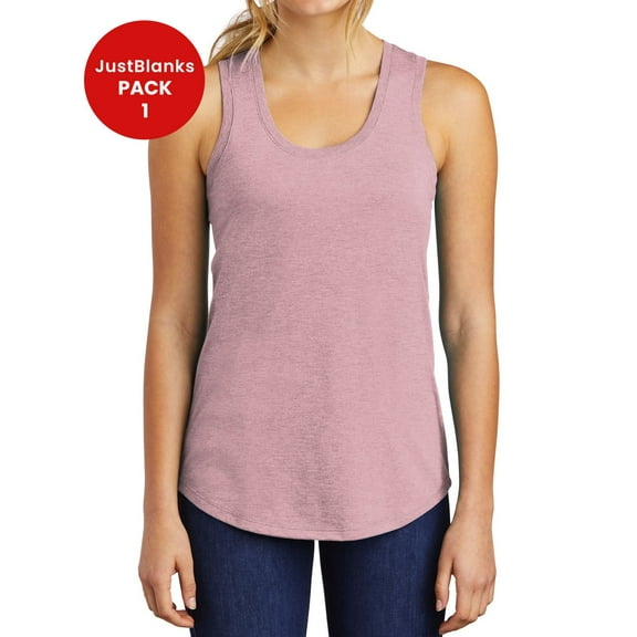 JustBlanks Women Tri Racerback Tank Back Neck Tape Curved Hem Arm Openings