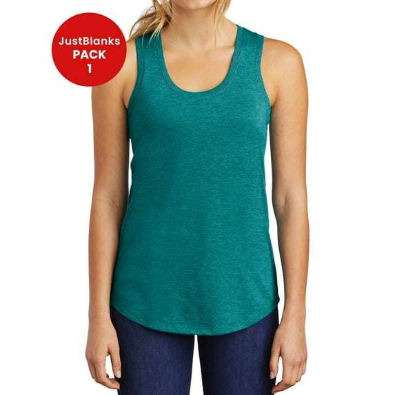 JustBlanks Women Tri Racerback Tank Back Neck Tape Curved Hem Arm Openings