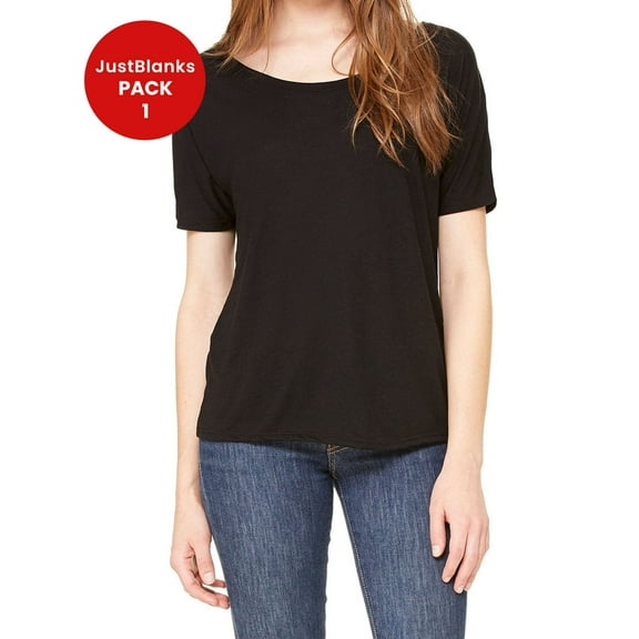 JustBlanks Women Slouchy Tee 65/35 polyester/viscose Relaxed slouchy fit Subtle curved bottom hem